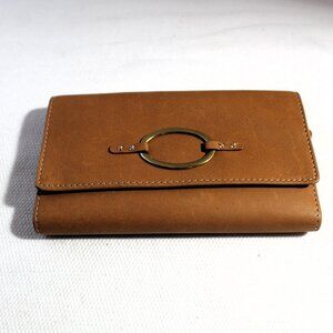 NWT Relativity Bangalore Tan Leather Checkbook Wallet